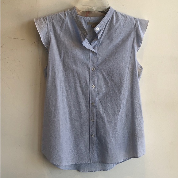 Burberry Light Blue Button-Down Sleeveless Shirt - Picture 1 of 5